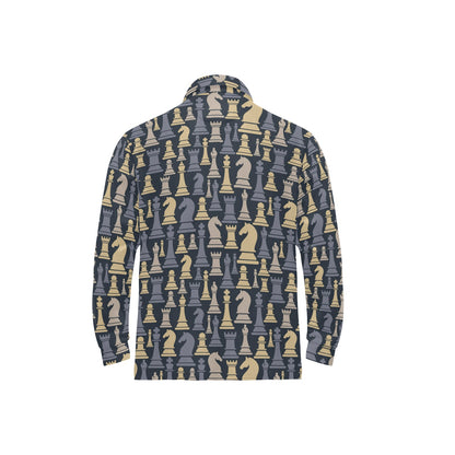 Chess Pattern Print Design 04 Long Sleeve Polo Shirt For Men's