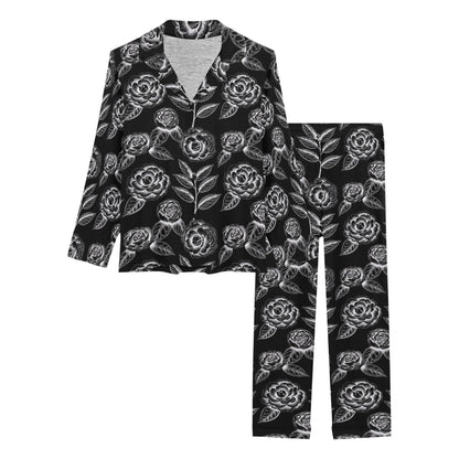 Camellia Pattern Print Design 02 Women's Long Pajama Set