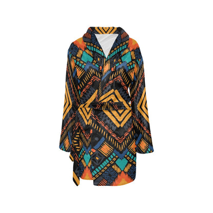Kente Pattern Print Design 05 Women's Fleece Robe