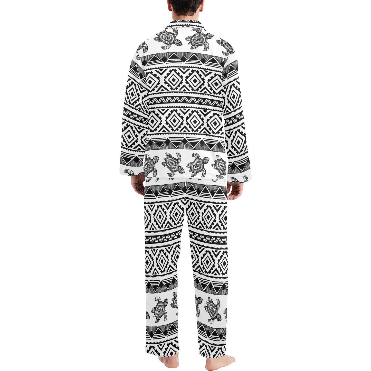Sea Turtle Tribal Aztec Men's Long Pajama Set