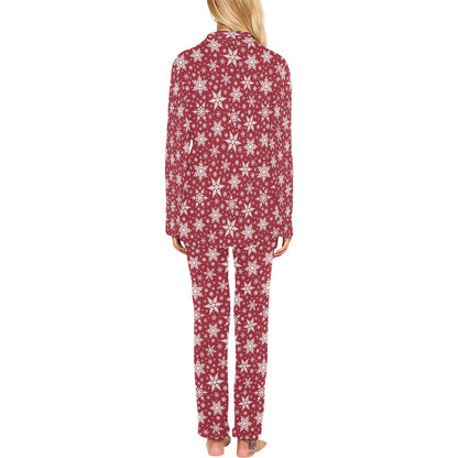 Snowflake Red Print Design LKS302 Women's Long Pajama Set