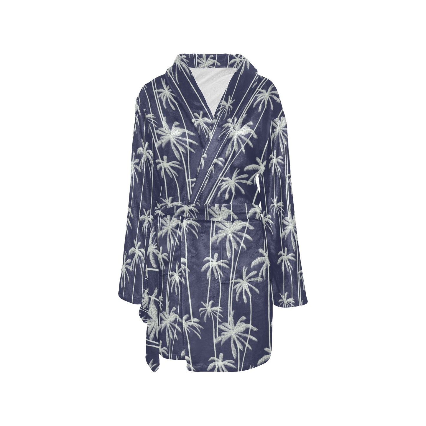 Palm Tree Pattern Print Design PT06 Women's Fleece Robe