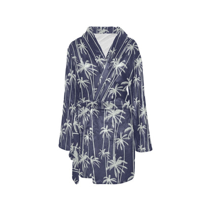 Palm Tree Pattern Print Design PT06 Women's Fleece Robe