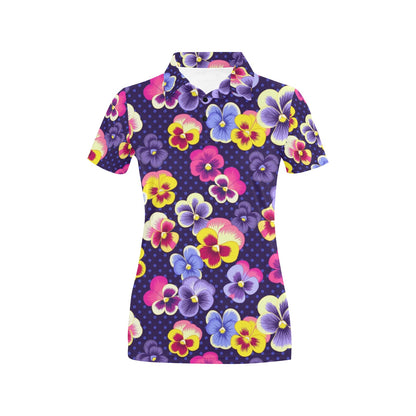 Pansy Pattern Print Design PS04 Women's Polo Shirt