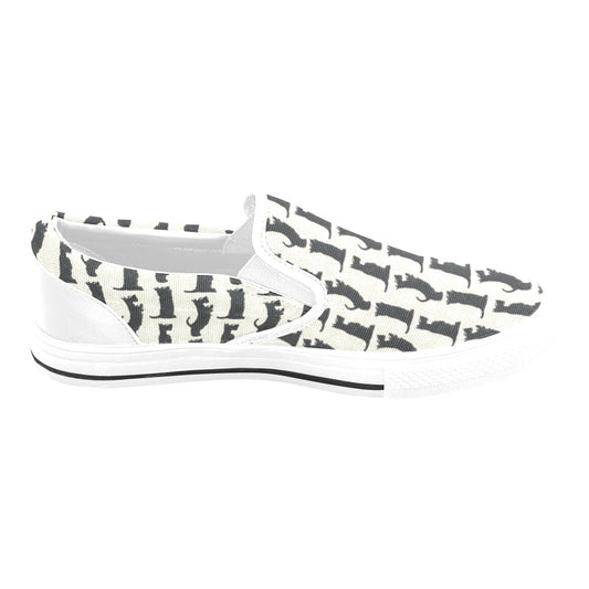 Scottish Terriers Print Design LKS309 White Slip Ons Canvas Women's Shoes