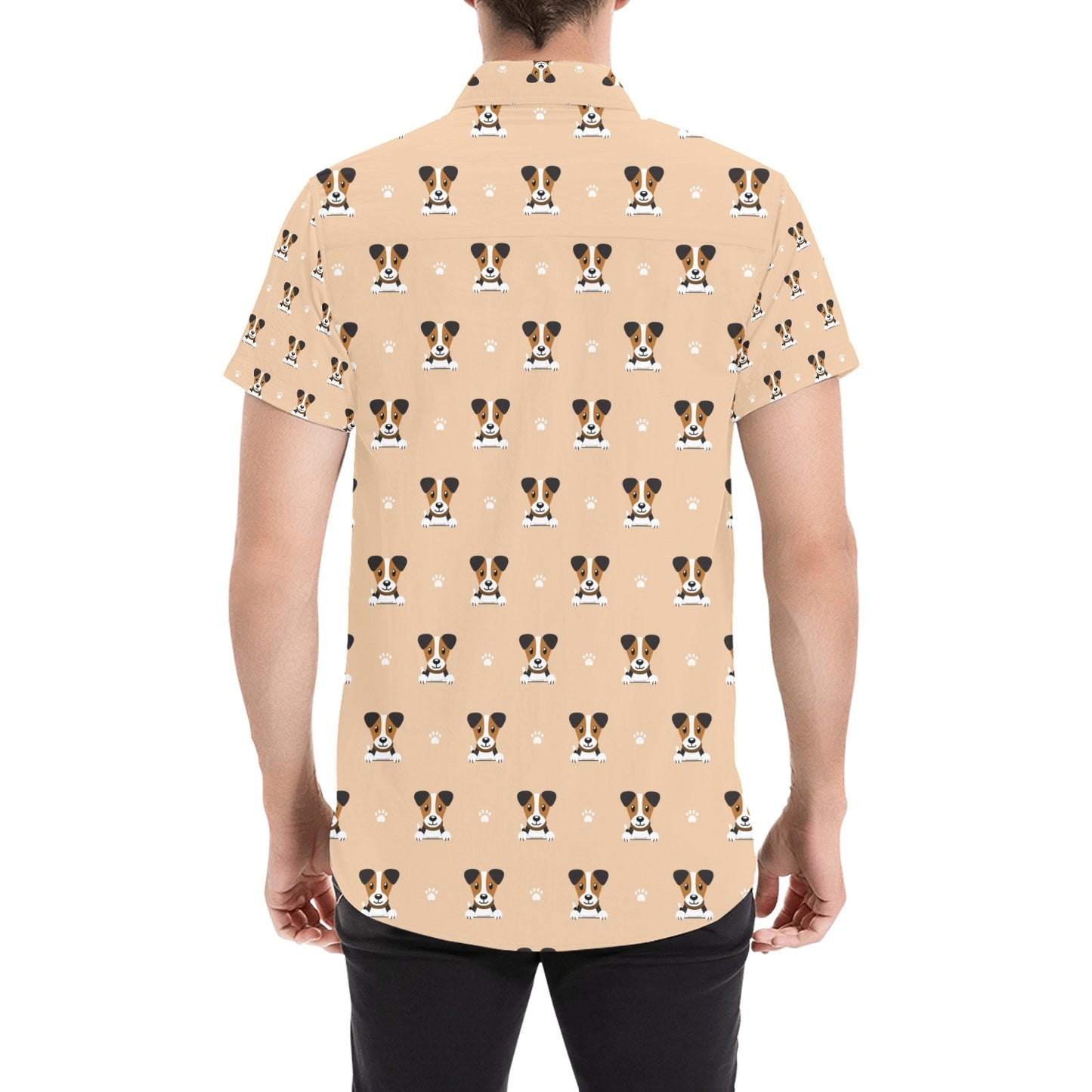 Russell Terriers Print Design LKS3011 Men Short Sleeve Button Up Shirt