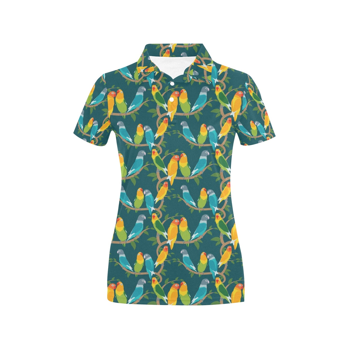 Lovebird Pattern Print Design 02 Women's Polo Shirt
