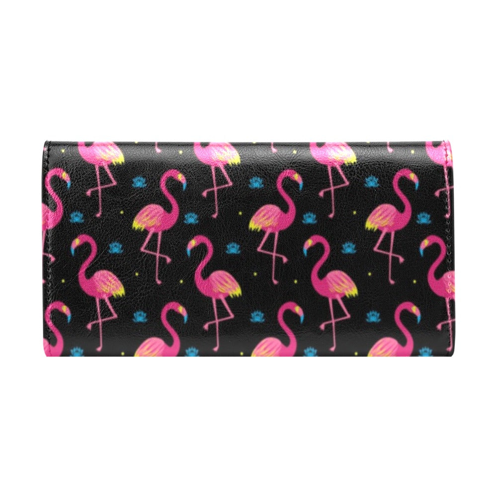 Flamingo Pink Neon Print Pattern Women's Trifold Wallet