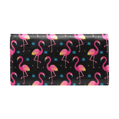 Flamingo Pink Neon Print Pattern Women's Trifold Wallet