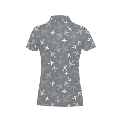 Airplane Pattern Print Design 02 Women's Polo Shirt