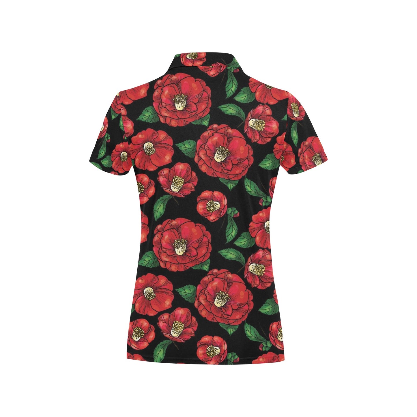 Camellia Pattern Print Design CM07 Women's Polo Shirt