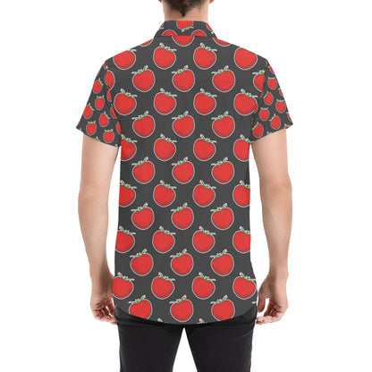 Tomato Print Design LKS306 Men Short Sleeve Button Up Shirt