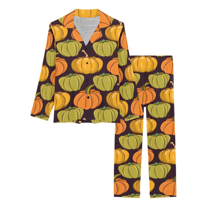 Pumpkin Pattern Print Design A01 Women's Long Pajama Set