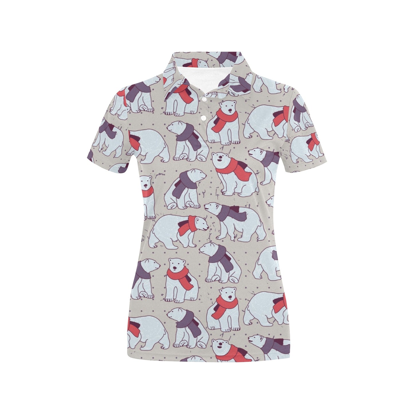 Polar Bear Pattern Print Design PB04 Women's Polo Shirt