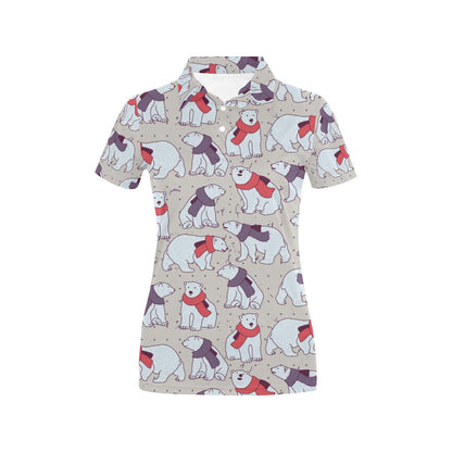 Polar Bear Pattern Print Design PB04 Women's Polo Shirt