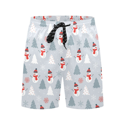 Snowman Print Design LKS302 Men's Swim Trunks Beach Shorts