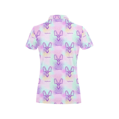 Capricorn Zodiac Pattern Print Design 02 Women's Polo Shirt