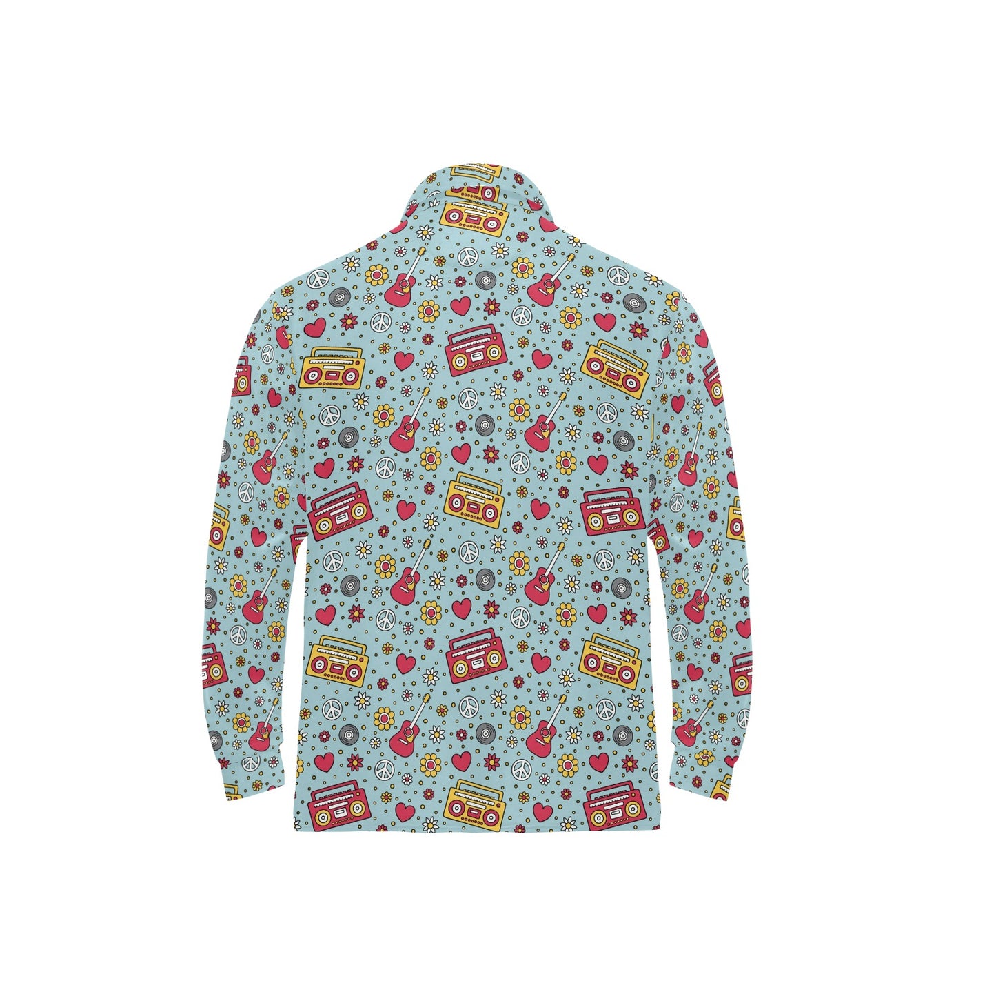 Hippie Print Design LKS307 Long Sleeve Polo Shirt For Men's