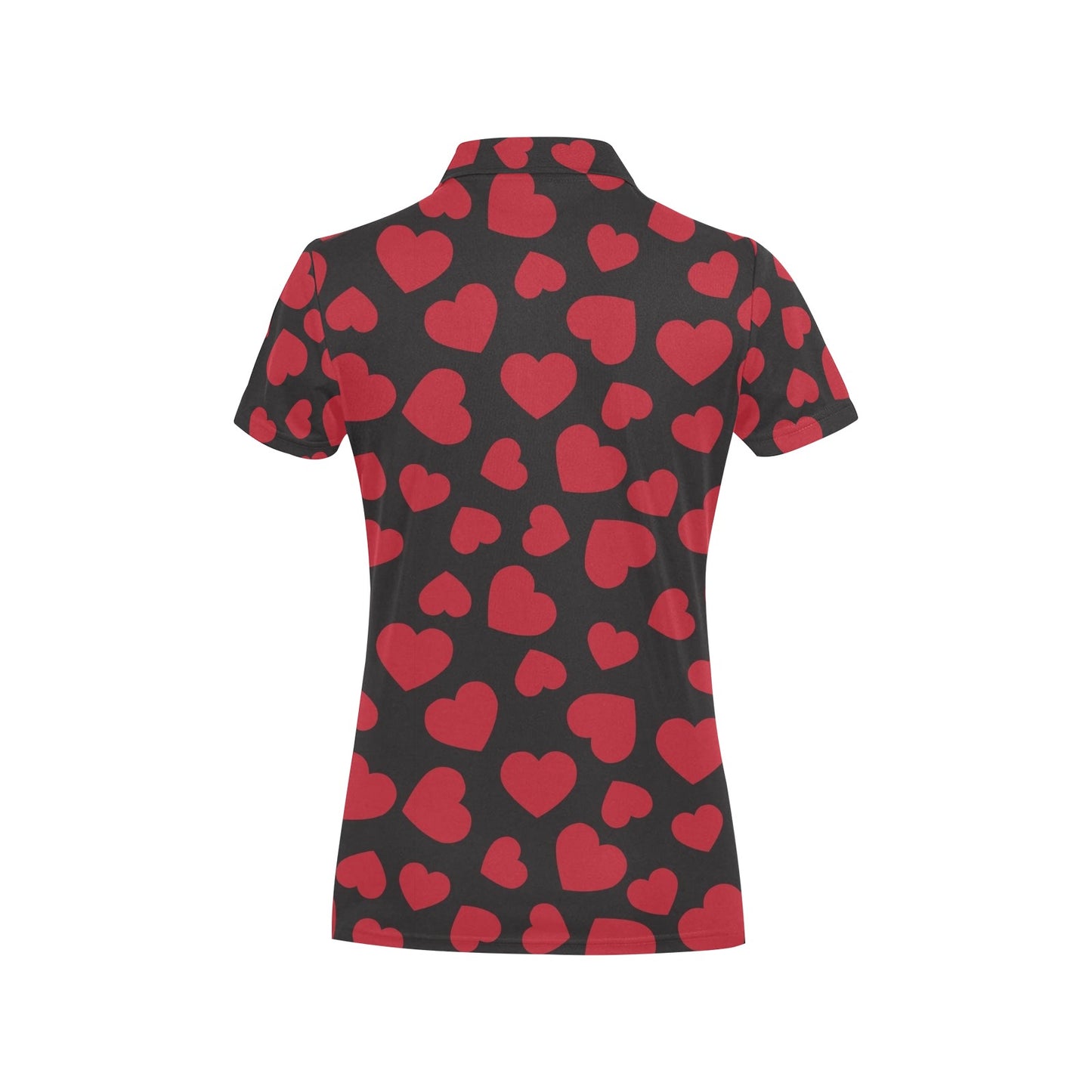 Heart Red Pattern Print Design HE01 Women's Polo Shirt