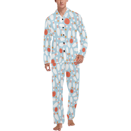 Bowling Pattern Print Design 09 Men's Long Pajama Set