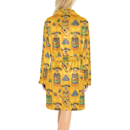 Maracas Mexican Style Pattern Print Design 02 Women's Fleece Robe