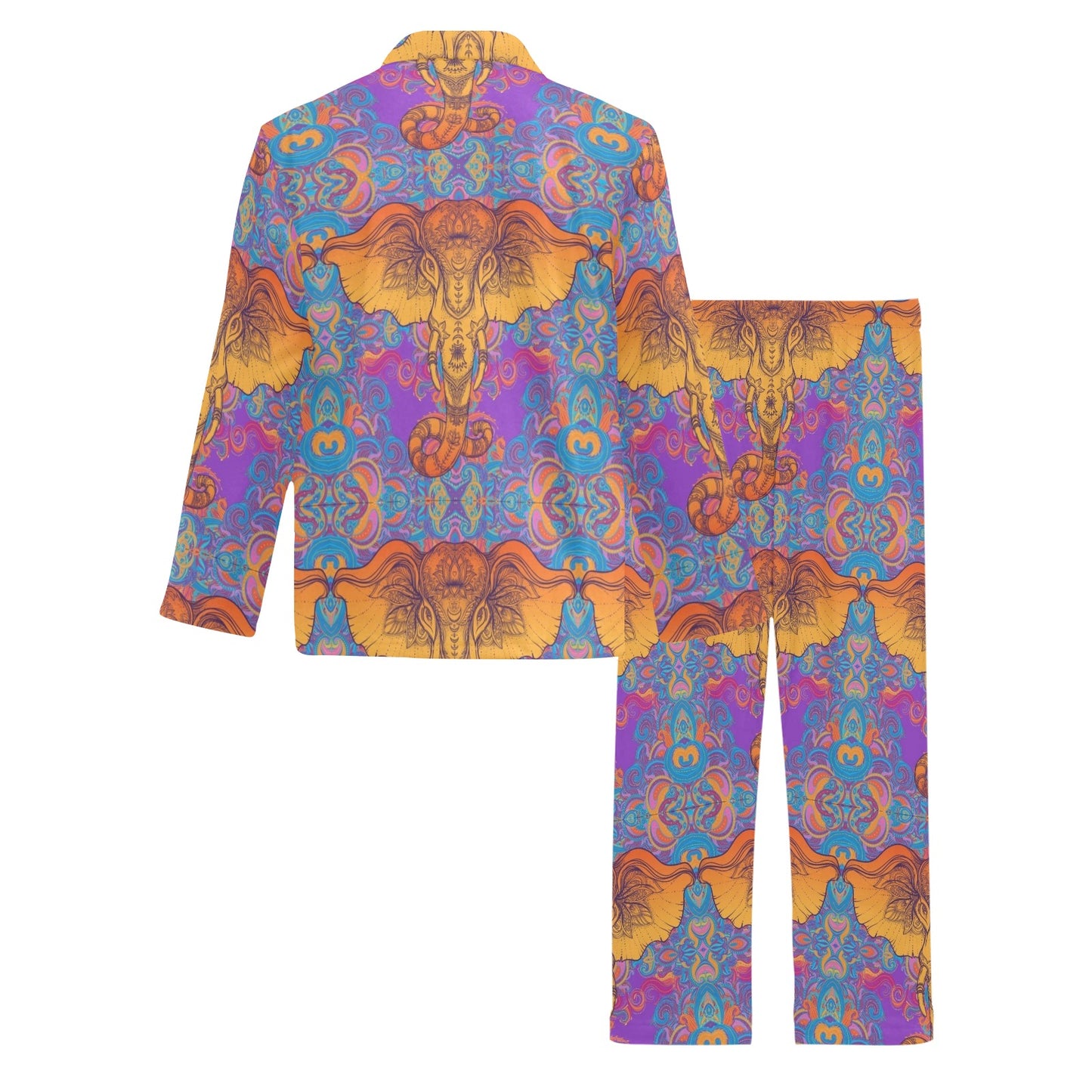 Gold Elephant Indian Men's Long Pajama Set