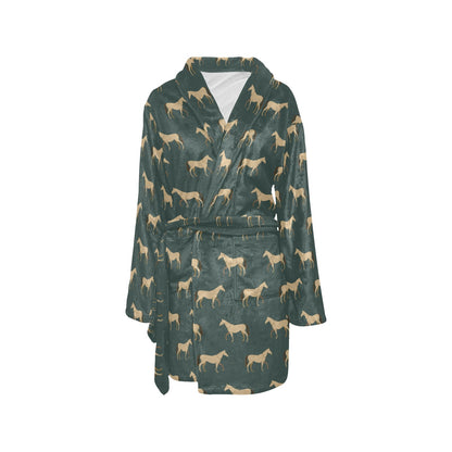Horse Classic Themed Pattern Print Women's Fleece Robe