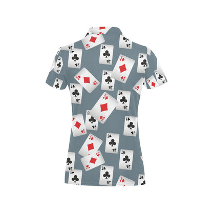 Poker Cards Pattern Print Design A05 Women's Polo Shirt