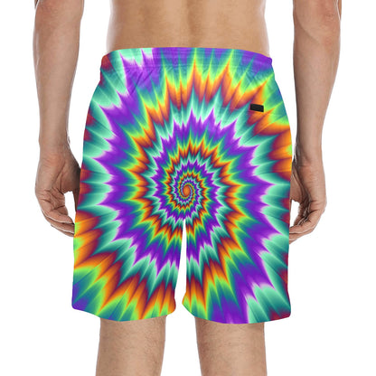 Optical illusion Pulsing fiery spirals Men's Swim Trunks Beach Shorts