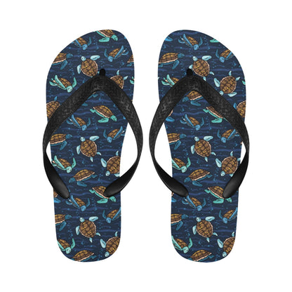 Sea Turtle Print Design LKS3011 Flip Flops