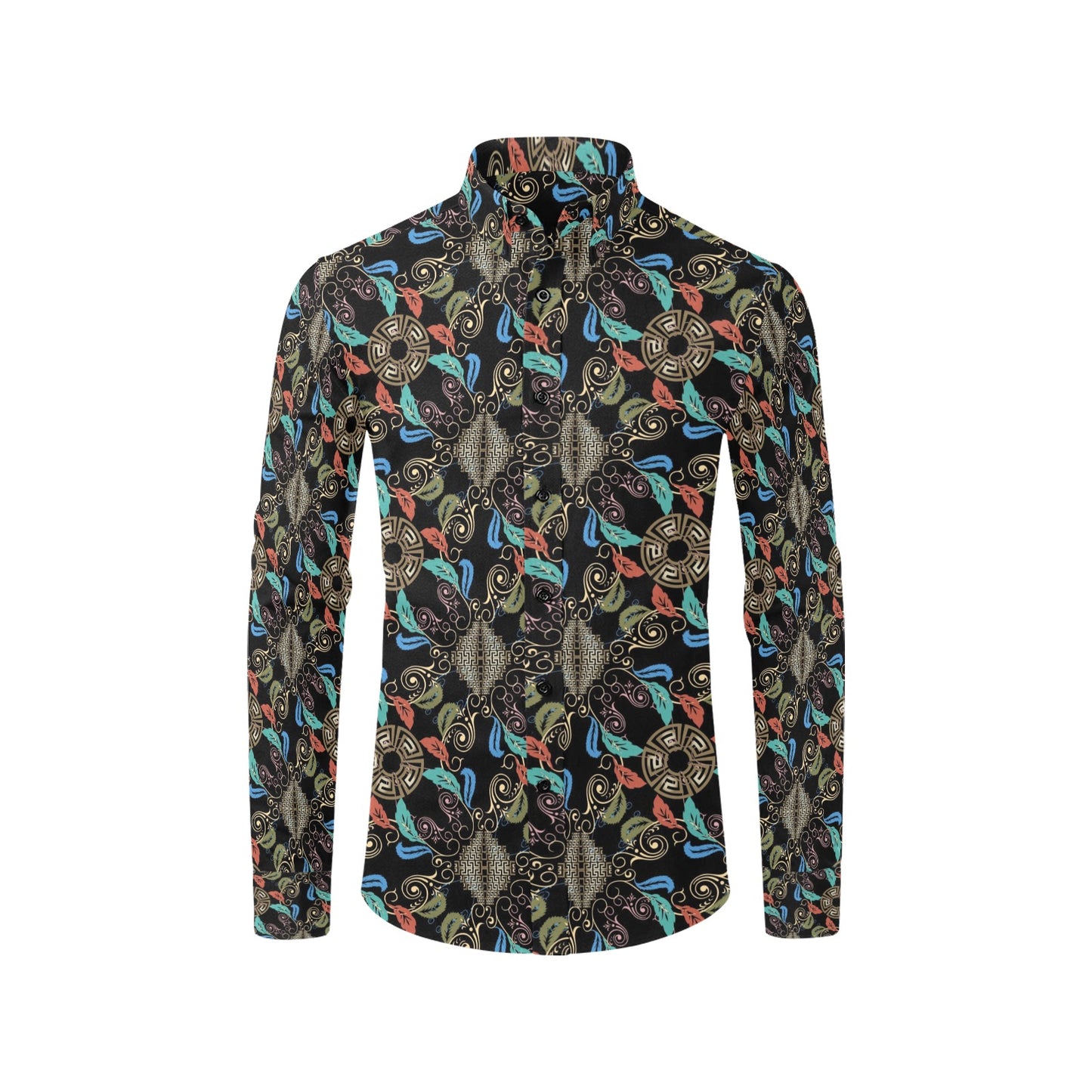 Ancient Greek Print Design LKS308 Men's Long Sleeve Dress Shirt
