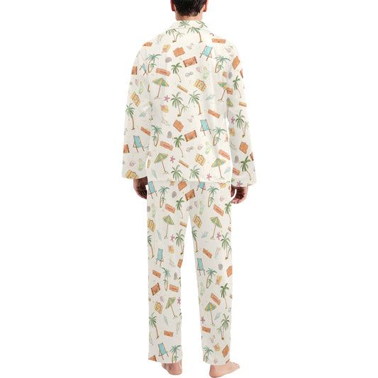 Beach Themed Pattern Print Design 05 Men's Long Pajama Set
