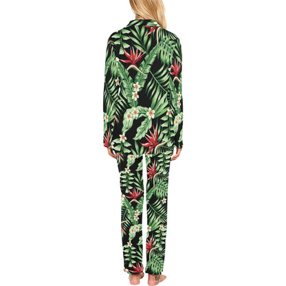 Bird Of Paradise Pattern Print Design BOP05 Women's Long Pajama Set