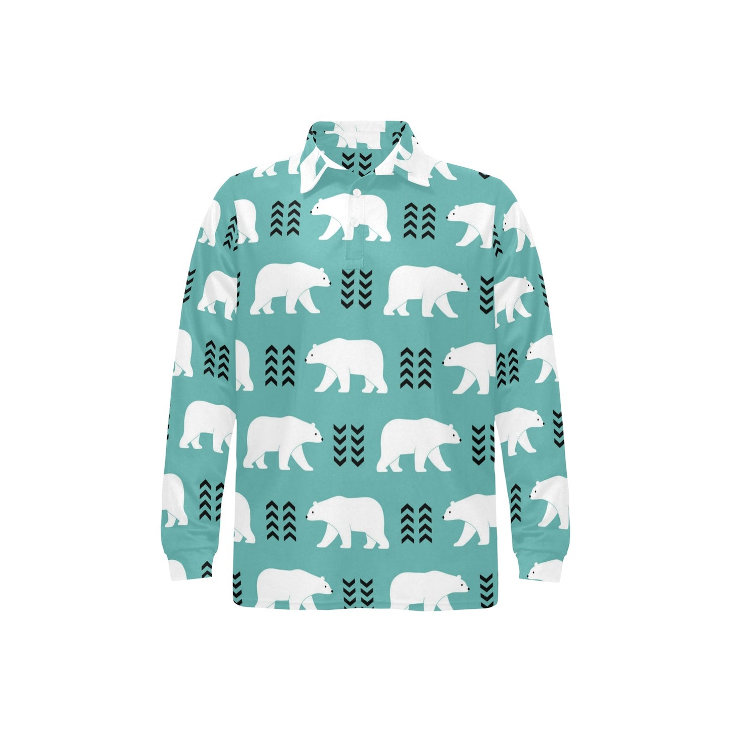 Polar Bear Pattern Print Design A05 Long Sleeve Polo Shirt For Men's