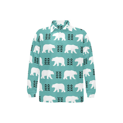 Polar Bear Pattern Print Design A05 Long Sleeve Polo Shirt For Men's