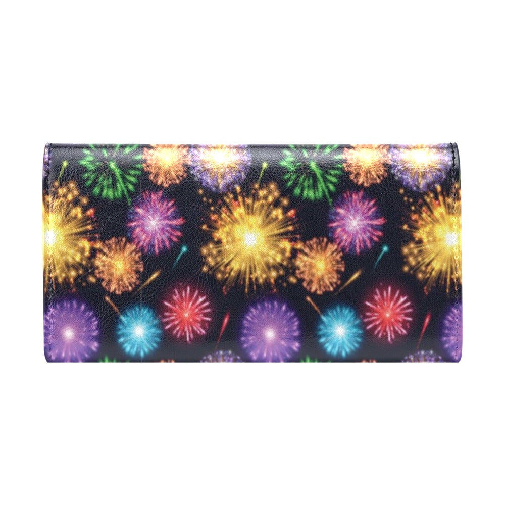 Firework Print Design LKS305 Women's Trifold Wallet