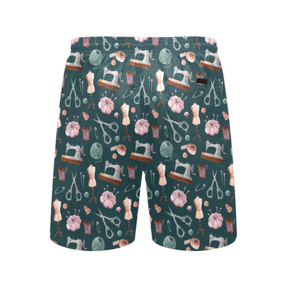Sewing Equipment Print Design LKS307 Men's Swim Trunks Beach Shorts