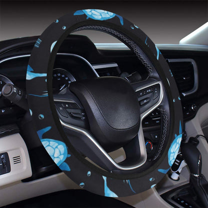 Sea Turtle Jelly Fish Sea Horse Print Design LKS3014 Steering Wheel Cover with Elastic Edge