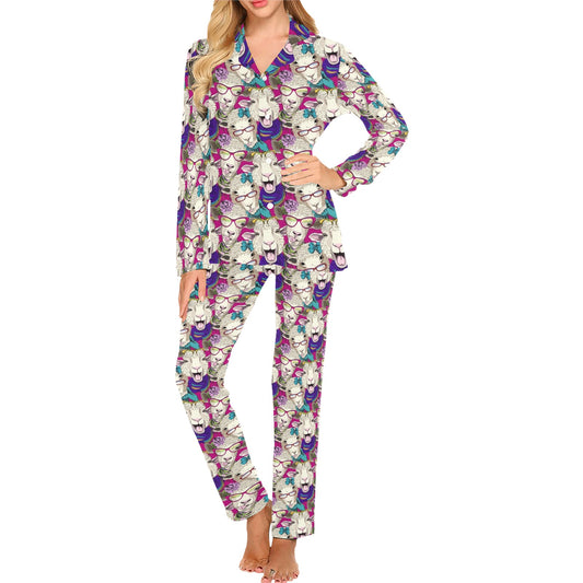 Sheep Print Design LKS403 Women's Long Pajama Set