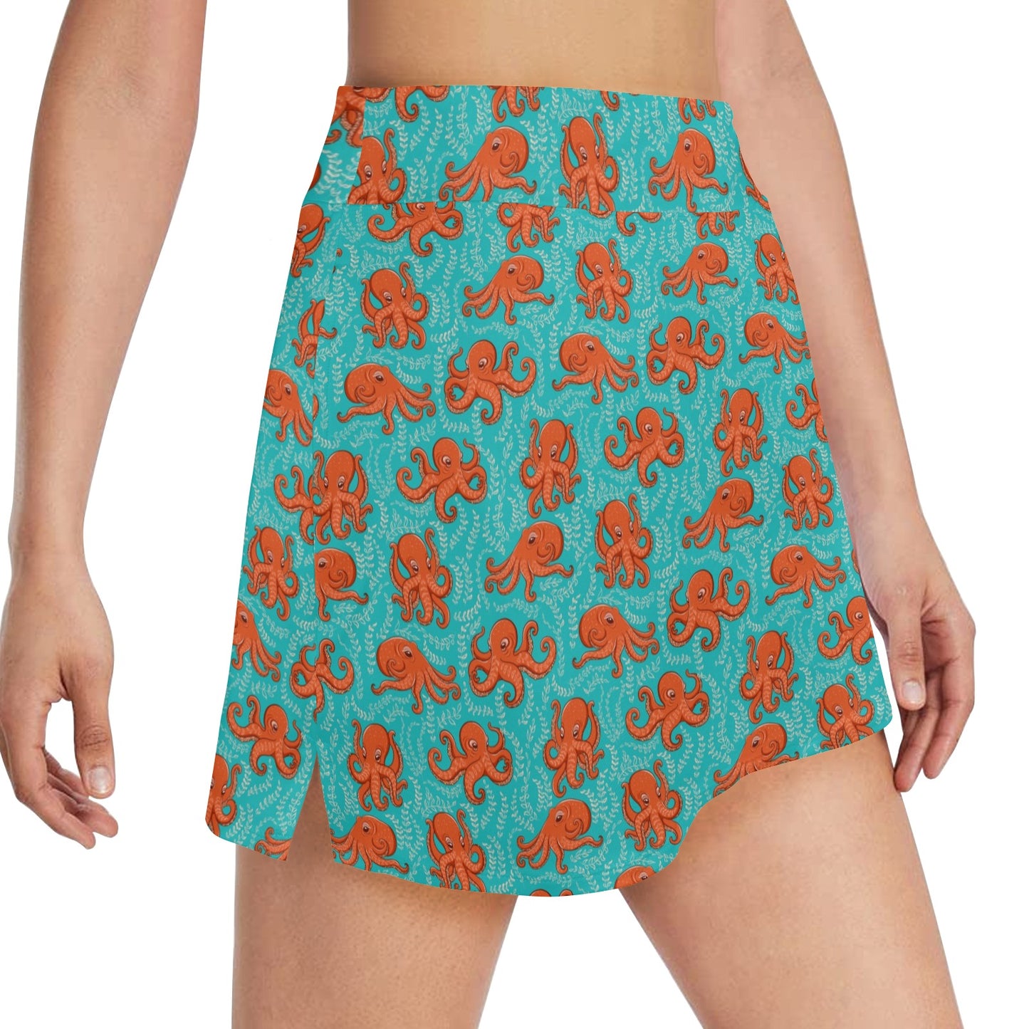 Octopus Cartoon Design Print Themed 17" Golf & Pickleball Skort with Pockets
