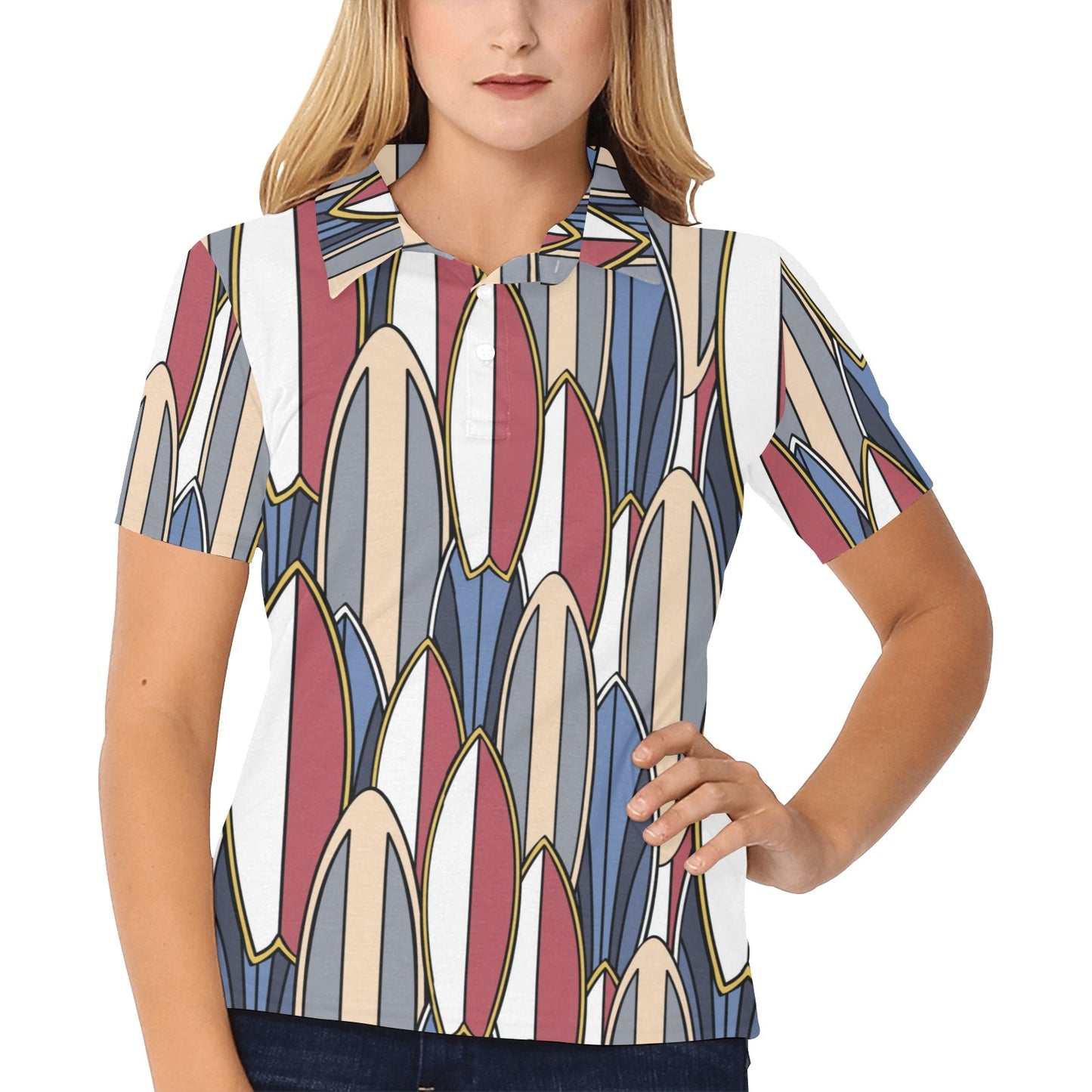Surf board Pattern Women's Polo Shirt