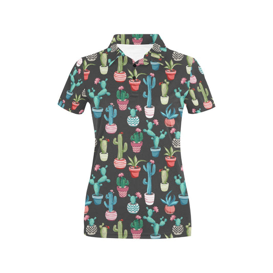 Cactus Pattern Print Design 02 Women's Polo Shirt