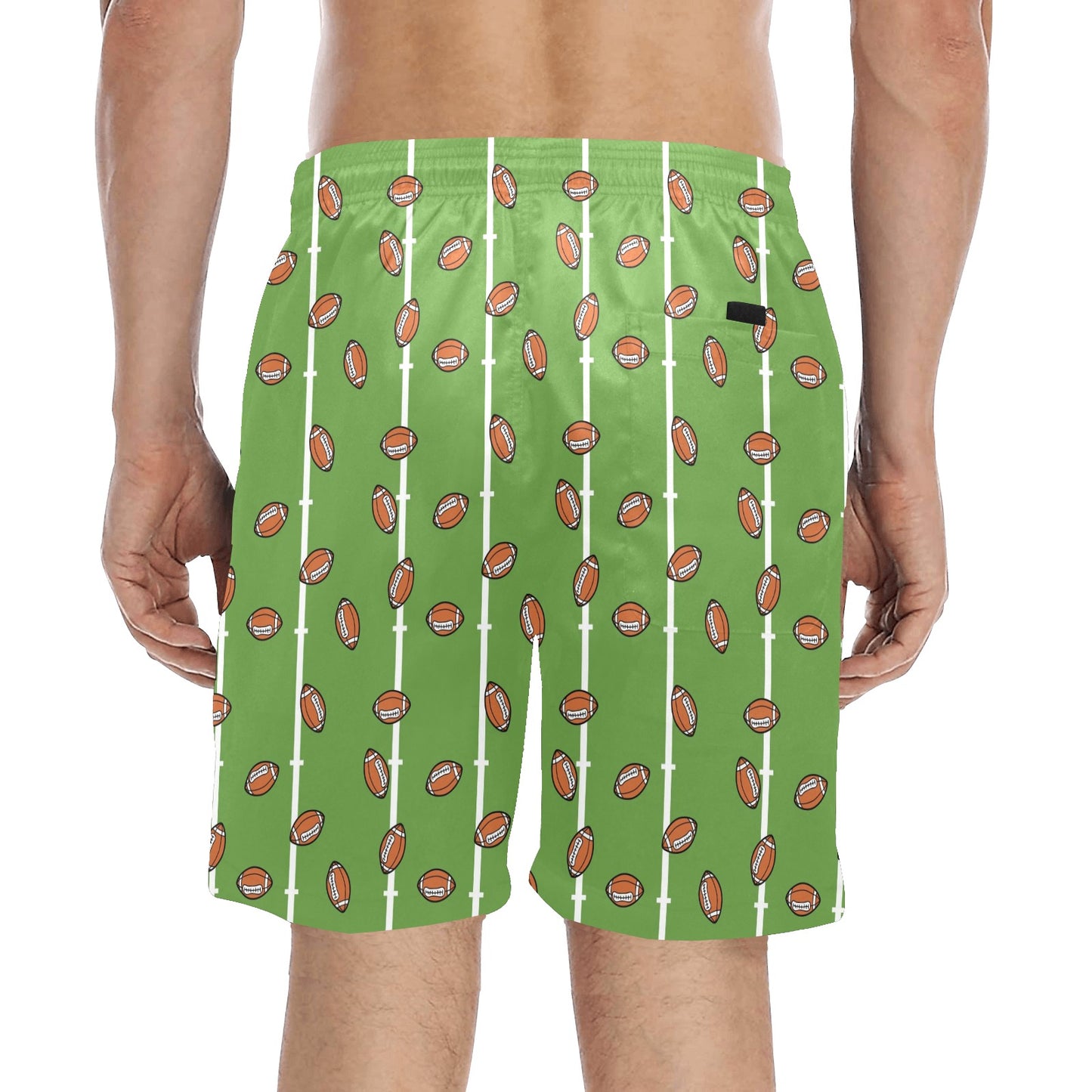 American Football on Field Themed Print Men's Swim Trunks Beach Shorts