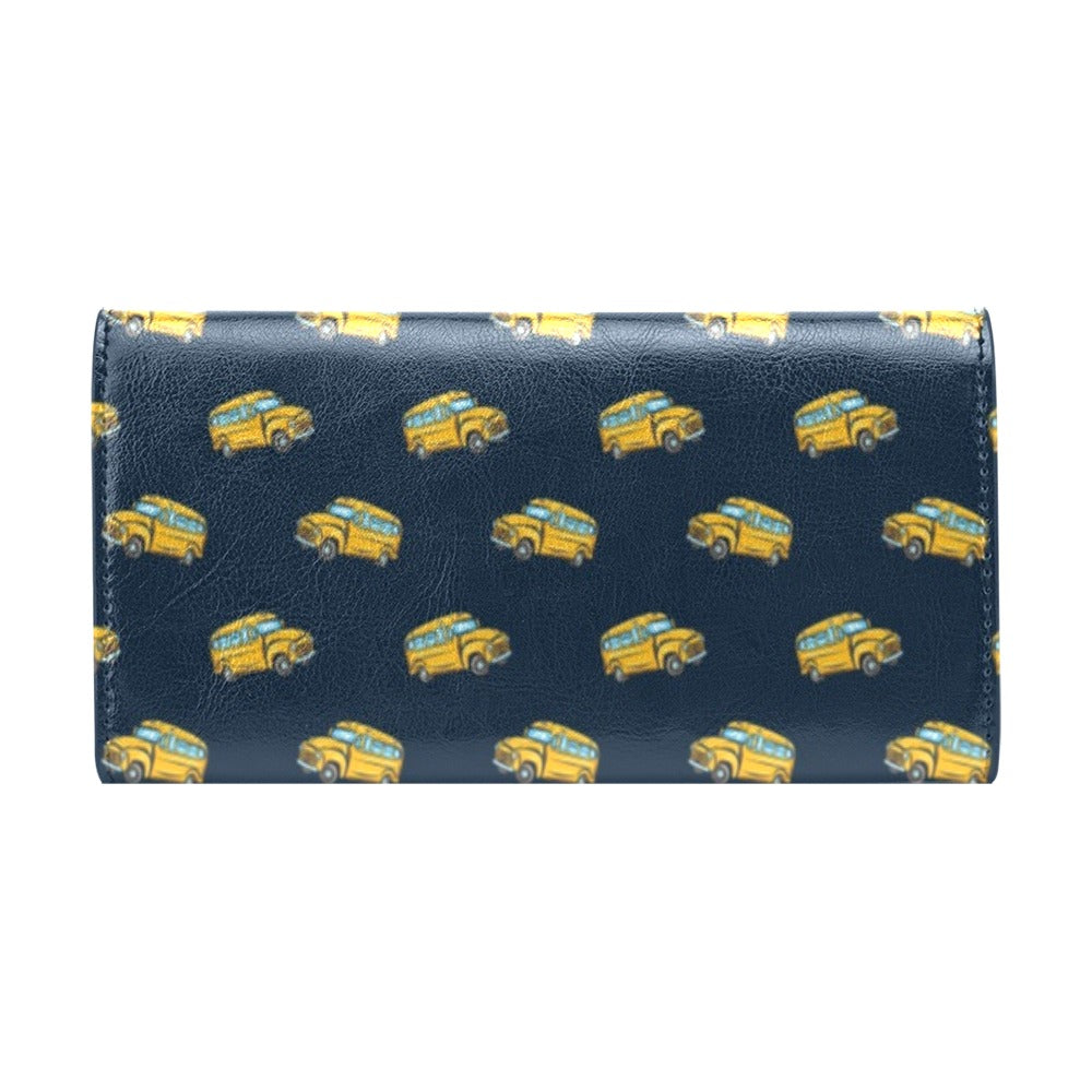 School Bus Print Design LKS304 Women's Trifold Wallet
