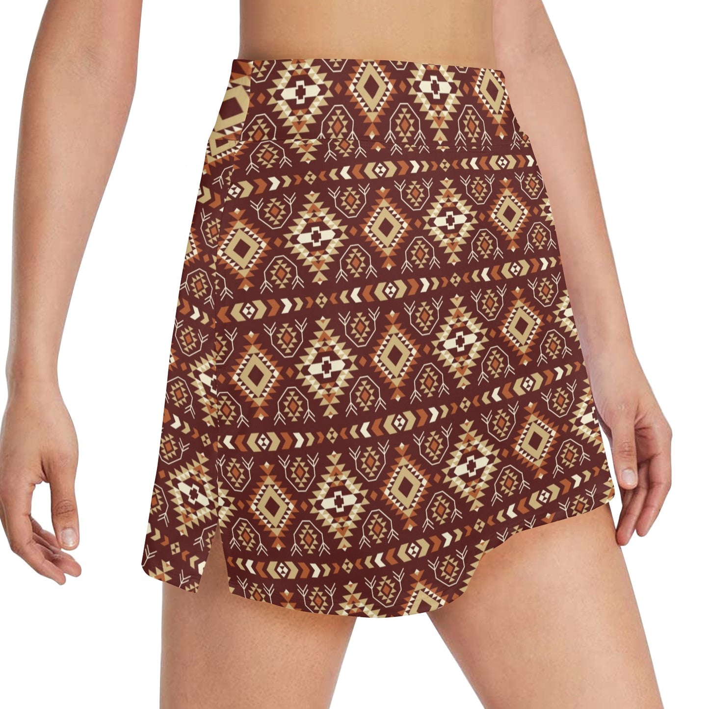 Navajo Native Color Print Pattern 17" Golf & Pickleball Skort with Pockets
