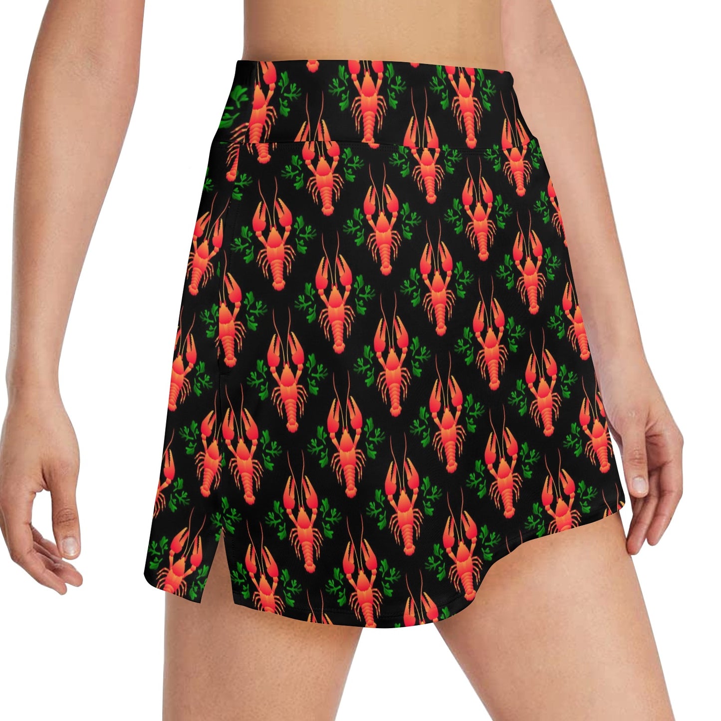 Lobster Print Design LKS403 Women's Golf Skirt with Pocket