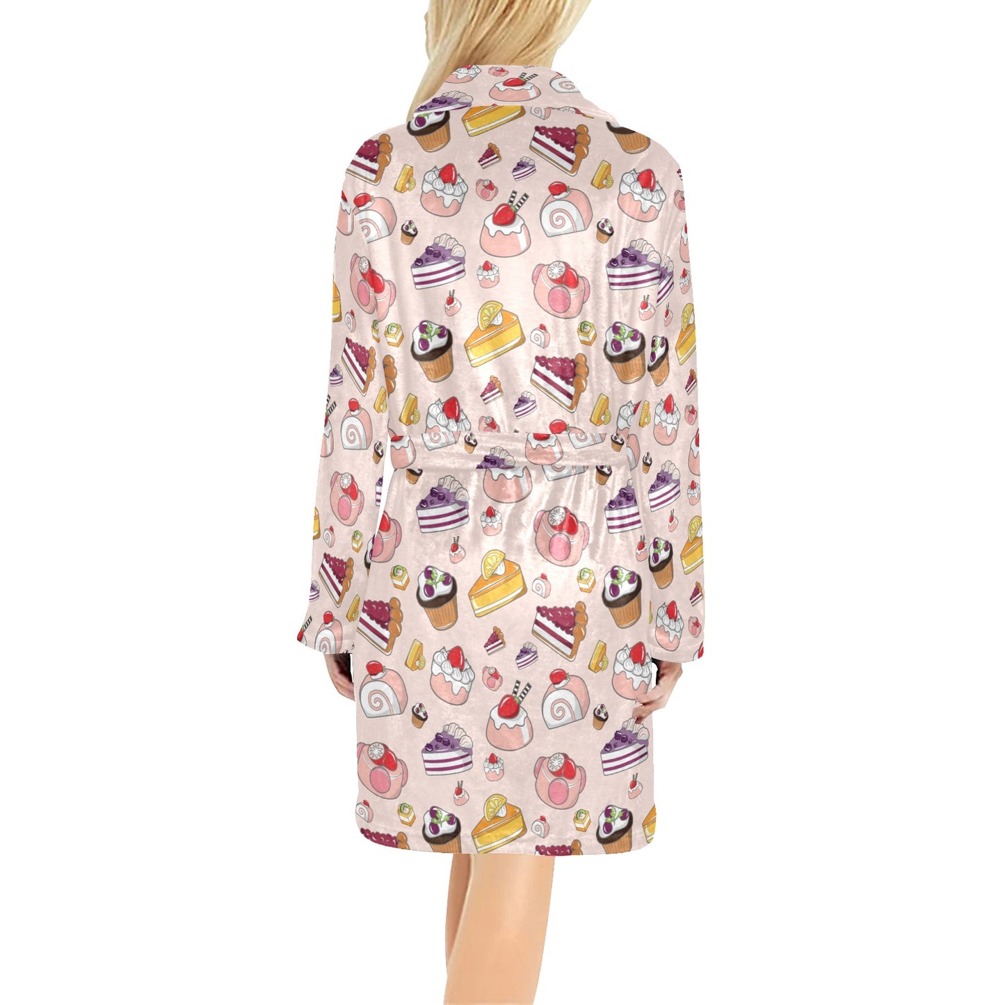 Cake Pattern Print Design 01 Women's Fleece Robe