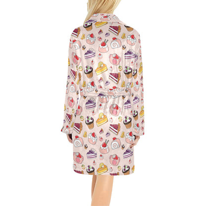 Cake Pattern Print Design 01 Women's Fleece Robe