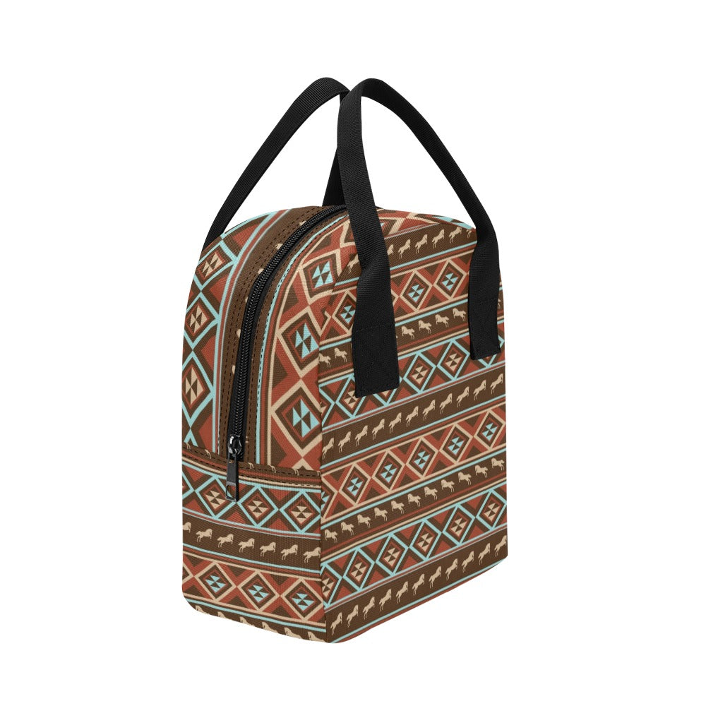Western Horse Pattern Print LKS301 Insulated Lunch Bag