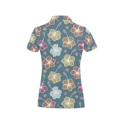 Hibiscus Pattern Print Design HB033 Women's Polo Shirt